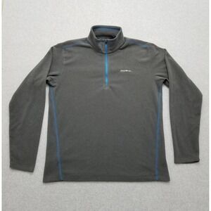 Eddie Bauer Fleece Jacket Mens Medium Gray‎ Zip Casual Long Sleeve Pullover